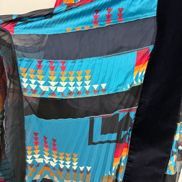 Sacai Pendleton Print Pleated Mesh Skirt 2019 Resort Asymmetrical Blue Black M - Picture 6 of 14